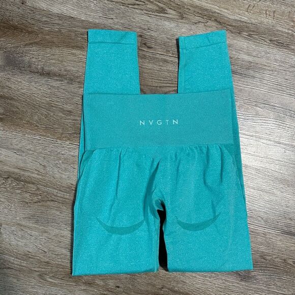 NVGTN Reveal Seamless Leggings Mint Size Small Blue Workout Athletic - Picture 1 of 5